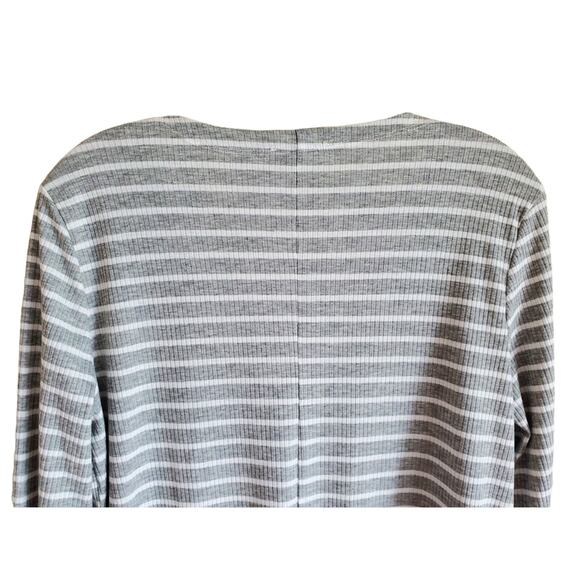 JODIFL Women's M Duster Cardigan Button Up V Neck Gray White Striped Bust 38" - Picture 7 of 9